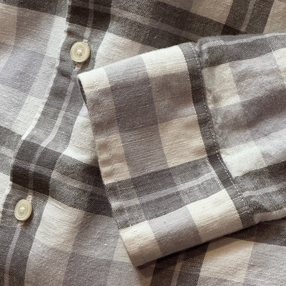 Banana Republic Factory Linen-Cotton Shirt (Gray/White)